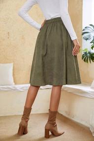 img 1 attached to KANCY KOLE Women'S Corduroy Skirt Elastic High Waisted Flare A-Line Midi Skirts With Pockets