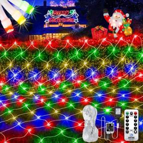 img 4 attached to Multicolor Christmas Net Lights 360 LEDs 13Ft X 6.6Ft Outdoor Mesh Waterproof 8 Modes & Timer Remote Plug-In Net Fairy Lights For Bushes Garden Party Wedding Holiday