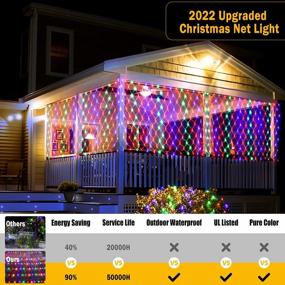 img 2 attached to Multicolor Christmas Net Lights 360 LEDs 13Ft X 6.6Ft Outdoor Mesh Waterproof 8 Modes & Timer Remote Plug-In Net Fairy Lights For Bushes Garden Party Wedding Holiday