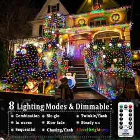 img 3 attached to Multicolor Christmas Net Lights 360 LEDs 13Ft X 6.6Ft Outdoor Mesh Waterproof 8 Modes & Timer Remote Plug-In Net Fairy Lights For Bushes Garden Party Wedding Holiday