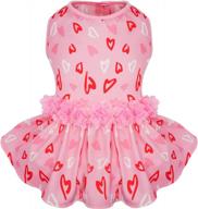 kyeese pink dog dresses valentine's day with hearts pattern flowers decor elegant princess doggie dress for small dogs winter spring dog apparel logo