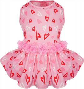 img 4 attached to KYEESE Pink Dog Dresses Valentine'S Day With Hearts Pattern Flowers Decor Elegant Princess Doggie Dress For Small Dogs Winter Spring Dog Apparel