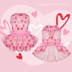img 3 attached to KYEESE Pink Dog Dresses Valentine'S Day With Hearts Pattern Flowers Decor Elegant Princess Doggie Dress For Small Dogs Winter Spring Dog Apparel