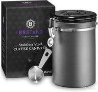 ☕️ bretani 24 oz. stainless steel coffee canister & scoop set - airtight storage container for beans & grounds - dark gray логотип