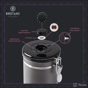 img 1 attached to ☕️ Bretani 24 oz. Stainless Steel Coffee Canister & Scoop Set - Airtight Storage Container for Beans & Grounds - Dark Gray