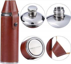 img 2 attached to GENNISSY Brown Hip Flask - 10 OZ PU Leather Stainless Steel Men'S Liquor Flask With Funnel And Cups For Convenient Drinking