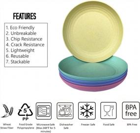 img 2 attached to Wheat Straw Plastic Plates - Set Of 5 Deep Salad, Pasta, And Dinner Ware - Microwavable & Dishwasher Safe - Eco-Friendly, Unbreakable, BPA Free, Perfect For Kids, Toddlers, And Adults