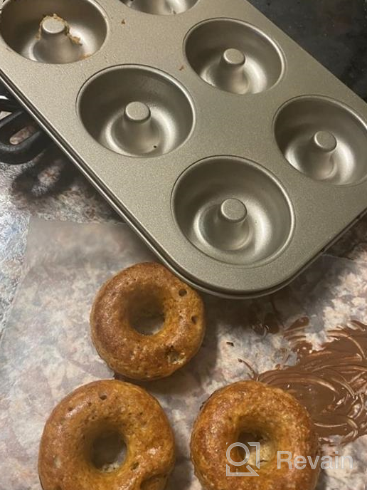 img 1 attached to Beasea Donut Pan 2 Pack, Non-Stick 6 Cavity Doughnut Baking Pans, Donut Maker Carbon Steel Donut Mold Tray For Full-Size Donuts, Bagels, Oven, And Dishwasher-Safe Mini Bagel Pan review by Bronson Hussain