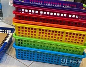 img 5 attached to Magicfly Paper Organizer Basket, Pack Of 8, Colorful Plastic Bins With Handles, Classroom Office File Holder, Plastic Baskets Organization Trays With Paper Clips For School Supplies, Drawers, Office
