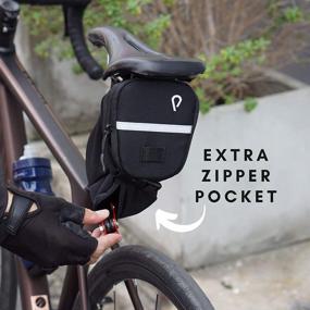 img 1 attached to Очень большая велосипедная седельная сумка Vincita со светодиодным креплением и светоотражающей полосой - идеально подходит для пригородных, горных и шоссейных велосипедов