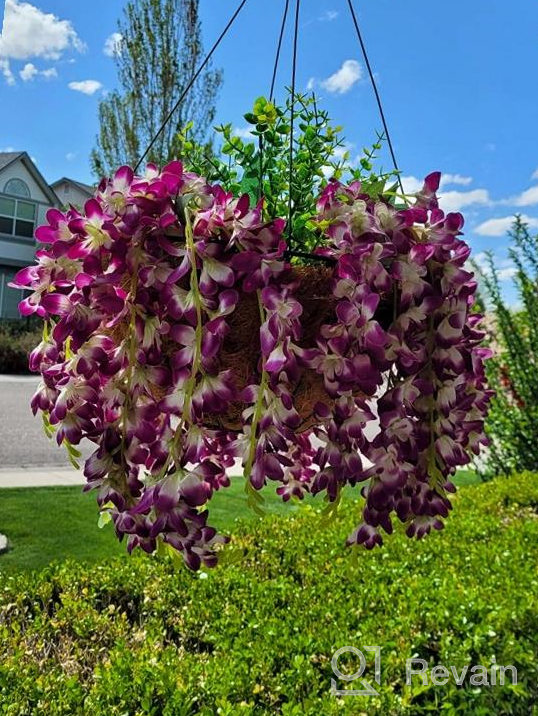 img 1 attached to Pack Of 4 Artificial White Wisteria Flower Vines, 2.13 Feet Each, Perfect For Home, Party And Wedding Decorations - Duovlo Silk Wisteria String Bush review by Brad King