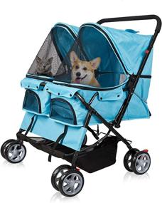img 4 attached to Folding Elite Jogger Pet Stroller With 360° Rotating Front Wheel For Small Dogs, Cats, Kittens, And Puppies - Perfect For Easy Walks And Travel Carrying Of Small Animals By Livebest
