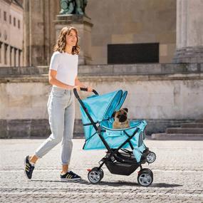 img 3 attached to Folding Elite Jogger Pet Stroller With 360° Rotating Front Wheel For Small Dogs, Cats, Kittens, And Puppies - Perfect For Easy Walks And Travel Carrying Of Small Animals By Livebest