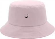 обратная хлопковая рыбацкая шляпа с вышивкой улыбающегося лица - идеальна для путешествий, пляжа и активного отдыха на природе логотип