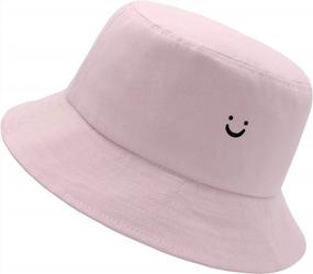 img 3 attached to Reversible Cotton Bucket Hat With Smile Face Embroidery - Perfect For Travel, Beach And Outdoor Activities