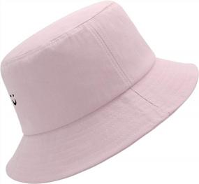 img 2 attached to Reversible Cotton Bucket Hat With Smile Face Embroidery - Perfect For Travel, Beach And Outdoor Activities