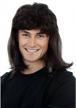 🎸 allaura 80s black mullet wig for men: wayne 70s 80 disco costume wigs - rocker halloween style logo