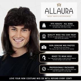img 1 attached to 🎸 ALLAURA 80s Black Mullet Wig for Men: Wayne 70s 80 Disco Costume Wigs - Rocker Halloween Style