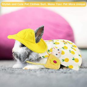 img 1 attached to Easter Pet Rabbit Dress & Accessories Set: Includes Mini Hat Bag, Rabbit Brooch & Escape-Proof Clothes For Rabbits, Guinea Pigs, Ferrets, Piggies & Kittens - 2 Sets In Yellow/Pink (Large Size)
