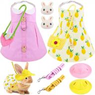 easter pet rabbit dress & accessories set: includes mini hat bag, rabbit brooch & escape-proof clothes for rabbits, guinea pigs, ferrets, piggies & kittens - 2 sets in yellow/pink (large size) logo