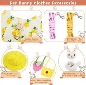 img 3 attached to Easter Pet Rabbit Dress & Accessories Set: Includes Mini Hat Bag, Rabbit Brooch & Escape-Proof Clothes For Rabbits, Guinea Pigs, Ferrets, Piggies & Kittens - 2 Sets In Yellow/Pink (Large Size)