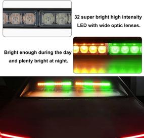 img 2 attached to ASPL 32LED 2x16.8-inch Emergency Flashing LED Traffic Advisor Strobe Light Bar with 26 Flash Patterns for Interior Safety Warning - Amber/Green