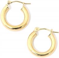 stylish 10k gold hoop earrings - 3mm width & 15mm diameter in yellow/white gold logo
