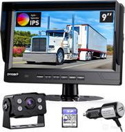 📸 dvknm ultimate 9-inch ips monitor full hd-dvr recording, car truck rv complete backup camera kit, ip69k waterproof camera with sharp rear view, split image, included sd card, easy diy install logo