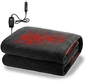 img 1 attached to Zone Tech Car Travel Blanket – Black Premium Quality 12V Automotive Polar Fleece Material Comfortable Seat Blanket Great For Winter, Cold Days And Night Road Trips
