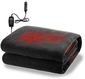 img 4 attached to Zone Tech Car Travel Blanket – Black Premium Quality 12V Automotive Polar Fleece Material Comfortable Seat Blanket Great For Winter, Cold Days And Night Road Trips