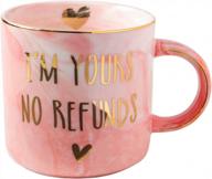 vilight i am yours no refunds mug funny bride and fiancee engaged gifts for her - pink marble coffee cup 11.5 oz logo