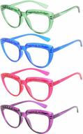 eyekepper 4-pack reading glasses for women rhinestone readers oversize half-moon design eyeglasses +3.00 logo