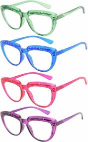 img 4 attached to Eyekepper 4-Pack Reading Glasses For Women Rhinestone Readers Oversize Half-Moon Design Eyeglasses +3.00