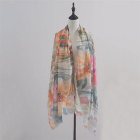 img 4 attached to 🌺 Aquazolax Women's Accessories: Lightweight Flowers Stitching Pattern Scarves & Wraps