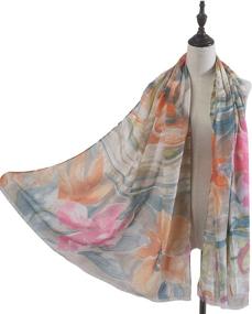 img 1 attached to 🌺 Aquazolax Women's Accessories: Lightweight Flowers Stitching Pattern Scarves & Wraps