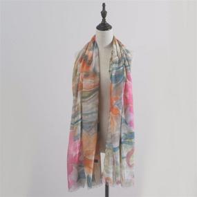 img 3 attached to 🌺 Aquazolax Women's Accessories: Lightweight Flowers Stitching Pattern Scarves & Wraps