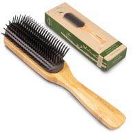 detangling hair brush for thick curly hair men women - 9 rows hair bristle brush - detangler brushes for men's women for styling hair - wooden hairbrush for hair growth logo