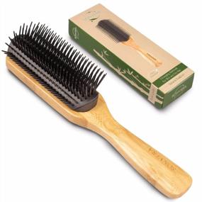 img 4 attached to Detangling Hair Brush For Thick Curly Hair Men Women - 9 Rows Hair Bristle Brush - Detangler Brushes For Men'S Women For Styling Hair - Wooden Hairbrush For Hair Growth