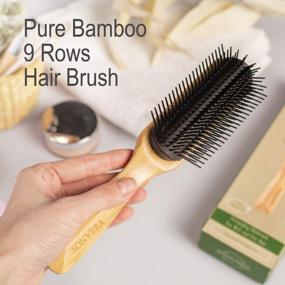 img 1 attached to Detangling Hair Brush For Thick Curly Hair Men Women - 9 Rows Hair Bristle Brush - Detangler Brushes For Men'S Women For Styling Hair - Wooden Hairbrush For Hair Growth