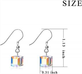 img 2 attached to AOBOCO Sterling Silver Cube Crystal Earrings - Aurora Borealis Iridescent Crystals From Austria, Dangle Drop Jewelry Gifts For Women'S Anniversary/Birthday