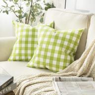 🏡 phantoscope pack of 2 checker plaid gingham throw pillow covers: farmhouse classic rustic decorative cushion case square pillowcase, green and white, 18 x 18 inches 45 x 45 cm - stylish and cozy home décor accessories logo
