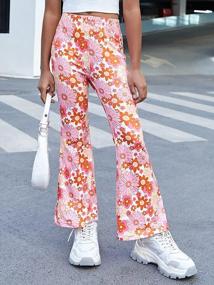 img 2 attached to Stylish And Comfy: Floral Print Flare Bell Bottom Pants For Girls By WDIRARA