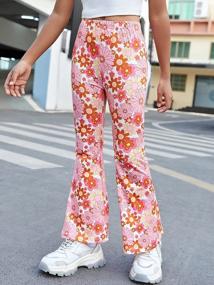 img 1 attached to Stylish And Comfy: Floral Print Flare Bell Bottom Pants For Girls By WDIRARA