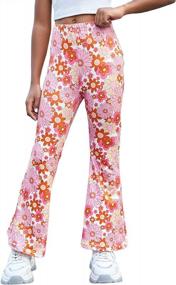 img 4 attached to Stylish And Comfy: Floral Print Flare Bell Bottom Pants For Girls By WDIRARA