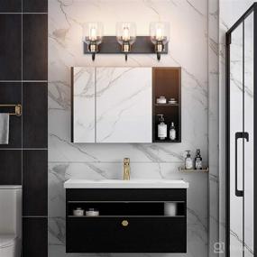 img 3 attached to 🚿 Black Vintage Bathroom Vanity Light Fixtures Over Mirror: Elegant 3-Light PRESDE Vanity with Glass Globe Lighting