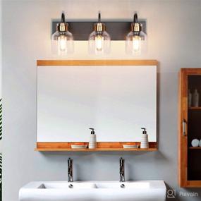 img 2 attached to 🚿 Black Vintage Bathroom Vanity Light Fixtures Over Mirror: Elegant 3-Light PRESDE Vanity with Glass Globe Lighting