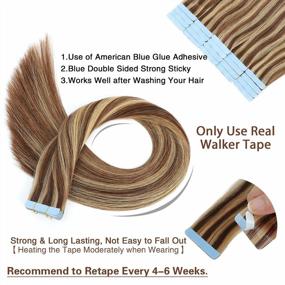 img 2 attached to Tape In Hair Extensions Human Hair, Mixed Bleach Blonde Real Human Hair Tape In Extensions 18 Inch, Remy Tape In Hair Extensions 20Pcs 50G, Straight Seamless Skin Weft Tape In Human Hair Extensions