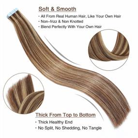 img 1 attached to Tape In Hair Extensions Human Hair, Mixed Bleach Blonde Real Human Hair Tape In Extensions 18 Inch, Remy Tape In Hair Extensions 20Pcs 50G, Straight Seamless Skin Weft Tape In Human Hair Extensions