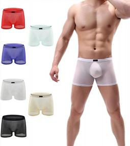 img 4 attached to Men'S Silk Boxer Briefs Trunks Underwear Short Leg - YuKaiChen