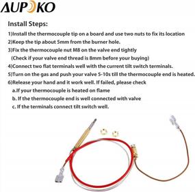 img 1 attached to Aupoko Patio Heater Thermocouple M8X1 End Connection Nuts 410Mm Length M6X0.75 Head Thread 6.3MM 0.25" Flat Terminal Outdoor Replacement Parts